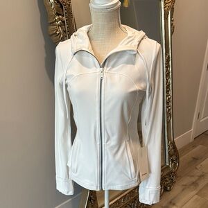 White Athletic Zip-Up Jacket with Hood